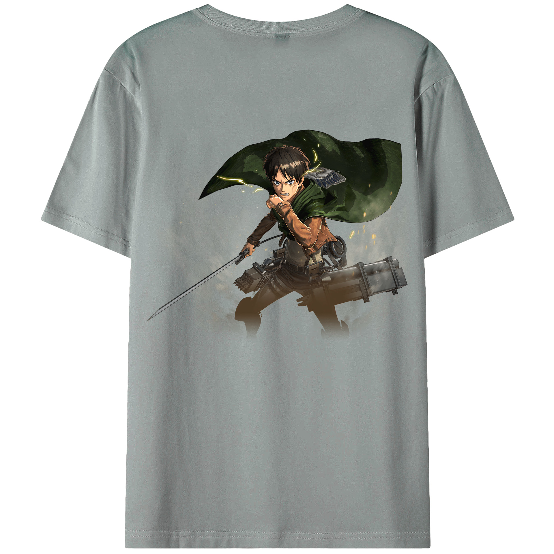 （画像用） 進撃の巨人 エレン･イェーガー Attack on Titan Eren Jäger 綿100％ メンズ半袖Tシャツ（バックプリント） 通気性